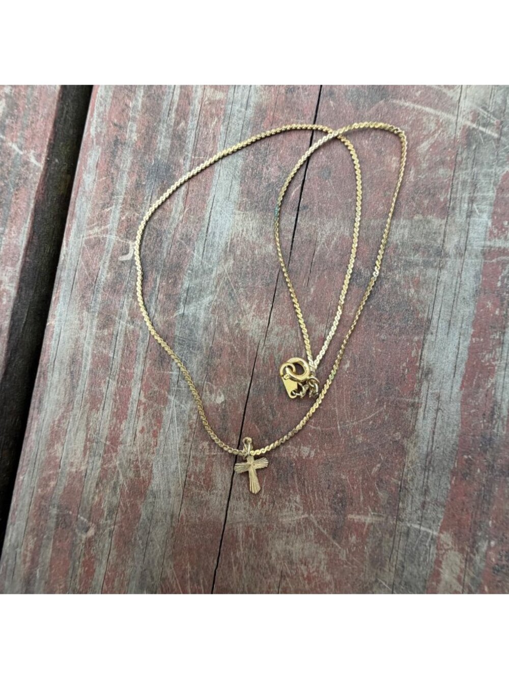 Gold-Tone Cross Pendant Necklace With Chain